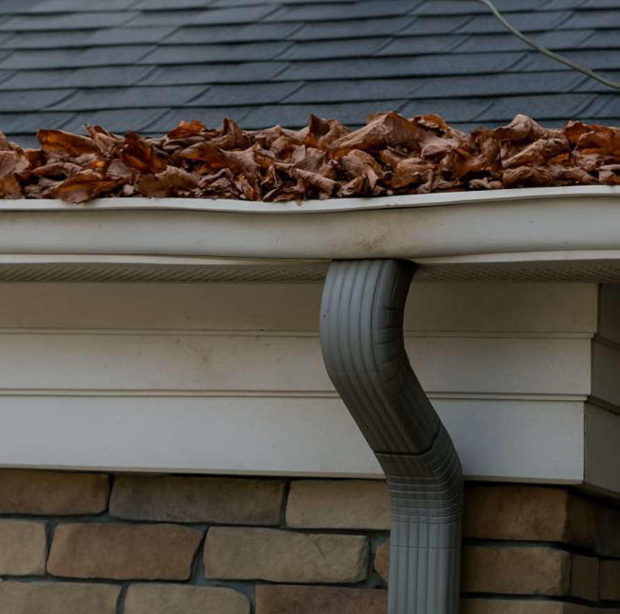 Gutter damaged and sagging from debris weight