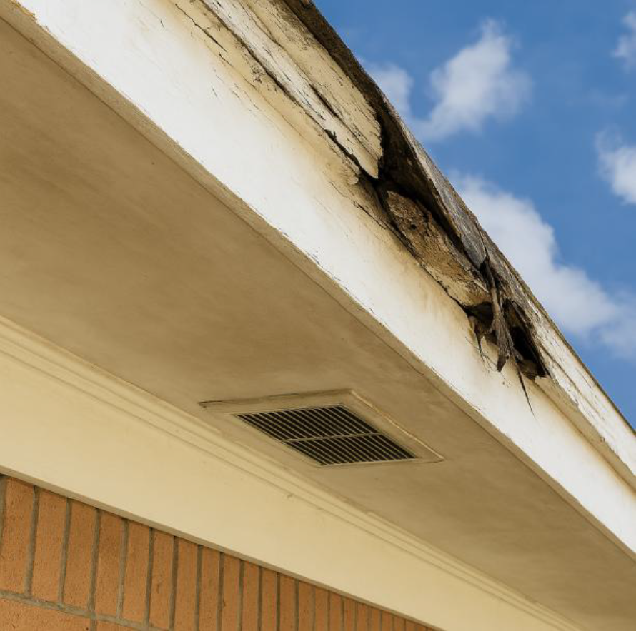 Rotten timber fascia requiring replacement