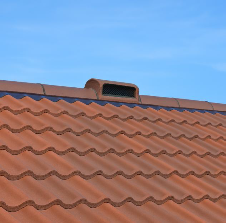 Ridge tile vent on roof ridge